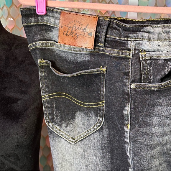 Black Southern Fried Chics Flare Super Stretch Sz 18 Vintage Hot Girl Jeans - Picture 5 of 8
